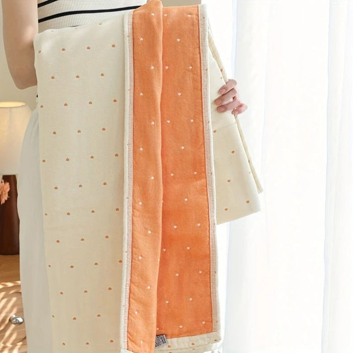 Skanto | Hjertet Stitch Double-Spliced Cotton Gassteppe