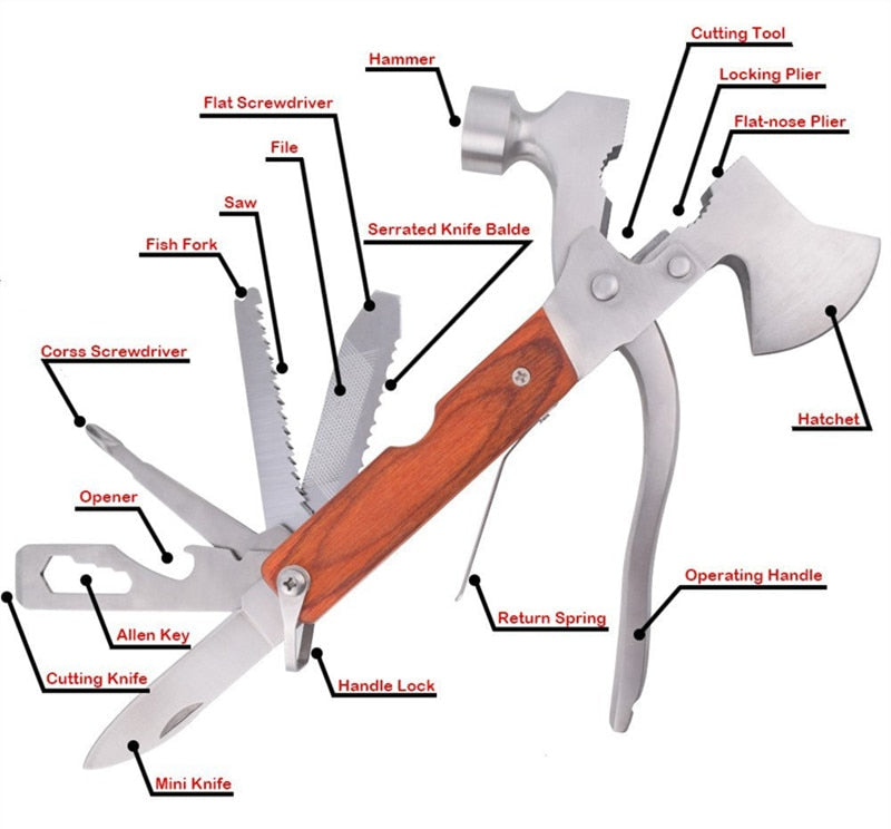 Norvo | Multifunksjonalt Rustfritt Stål Hammer Campingverktøy