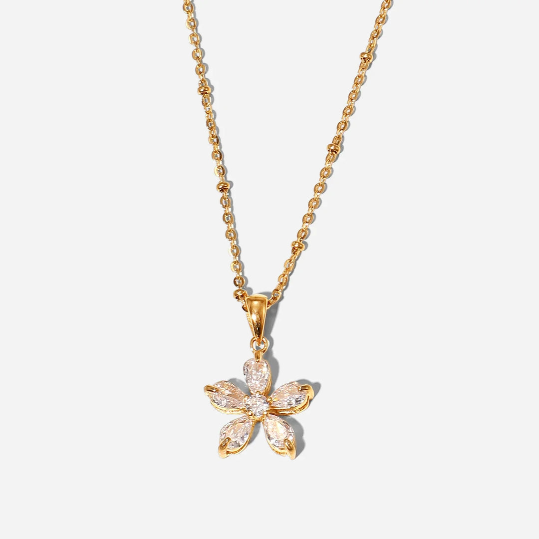 Skanto | 18k diamant fembladet blomst halskjede