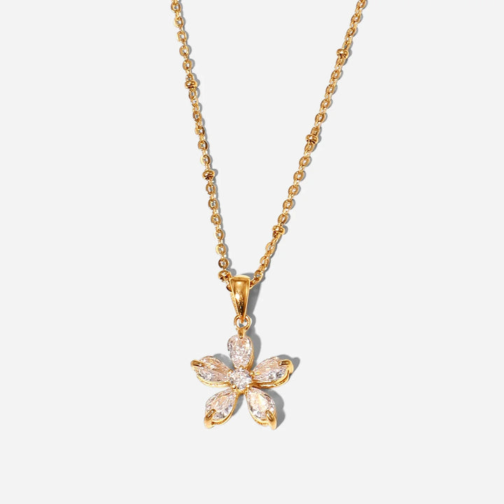 Skanto | 18k diamant fembladet blomst halskjede