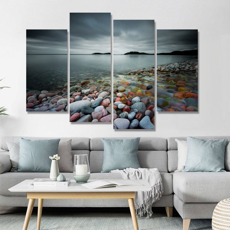 Abstrakt Moderne Flerestein Landskap-Canvas Veggkunst Maleri 4 Deler | Skanto