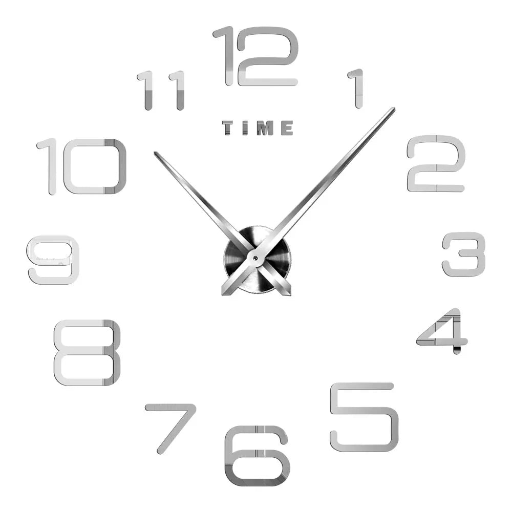 Large DIY 3D Mirror Acrylic Wall Clock for Kitchen, Dining Room, Living Room | Skanto