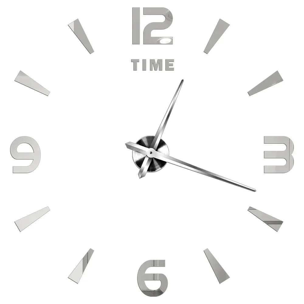 Large DIY 3D Mirror Acrylic Wall Clock for Kitchen, Dining Room, Living Room | Skanto