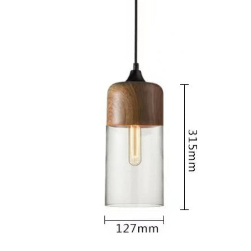 Skanto | EternaGlow Pendellampe laget av Glass og Tre | Elegant Design for Ditt Hjem