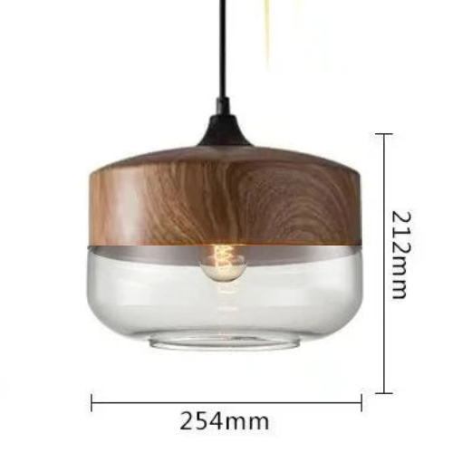 Skanto | EternaGlow Pendellampe laget av Glass og Tre | Elegant Design for Ditt Hjem