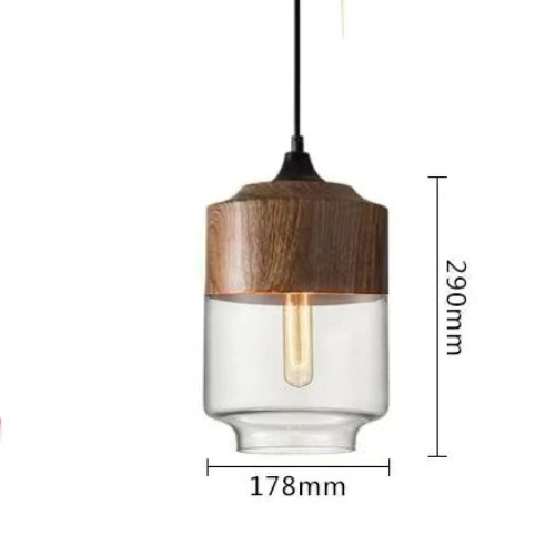 Skanto | EternaGlow Pendellampe laget av Glass og Tre | Elegant Design for Ditt Hjem