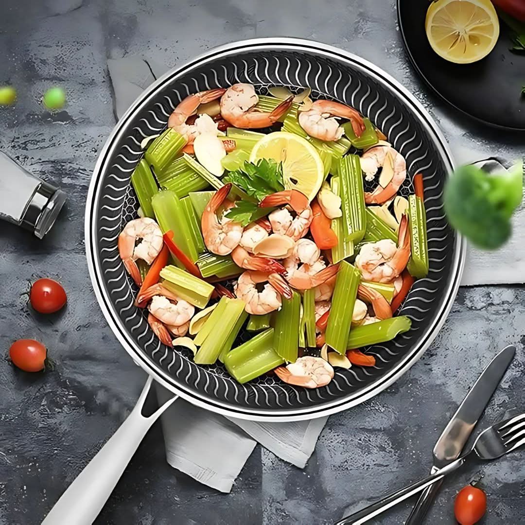 Skanto | Kasserolle i rustfritt stål med non-stick og hexa-design
