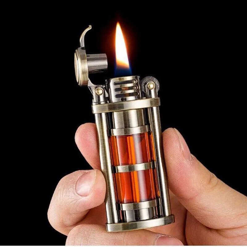 Transparent vindtett Metall Kerosene Flamme Fusjon Lighter | Skanto