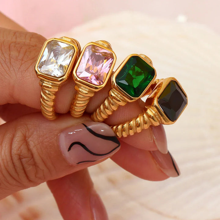 Skanto | Chunky Cross Striped Baguette Diamond Ring