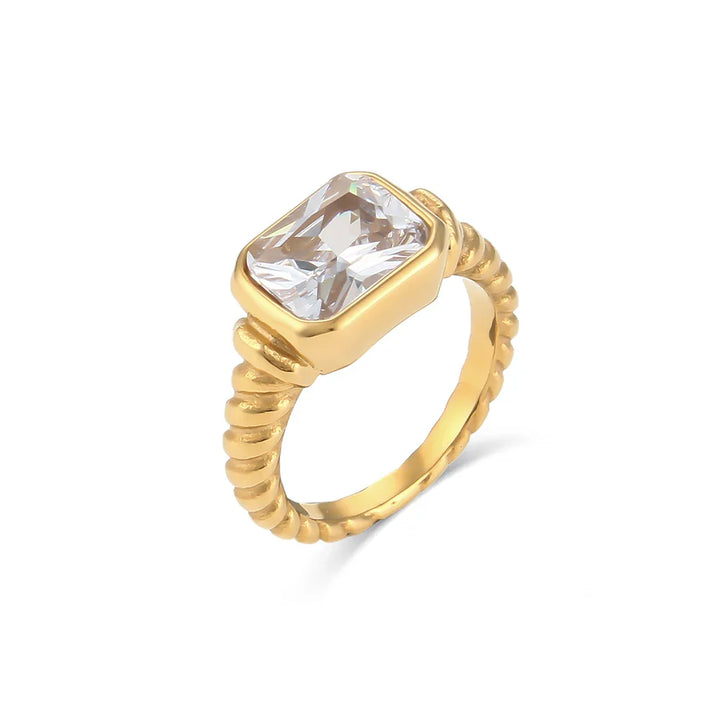 Skanto | Chunky Cross Striped Baguette Diamond Ring