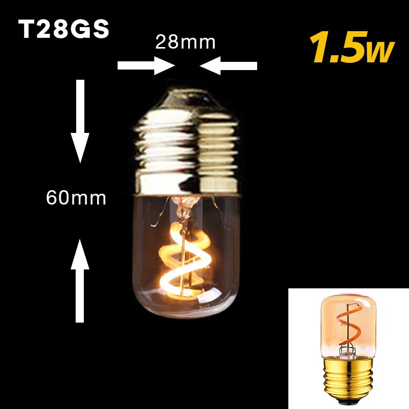 Skanto | Dimbar Vintage LED Lyspære (3W, E27 Undersøkelse) - Gull Spiral Filament for Kroner & Dekorativ Belysning