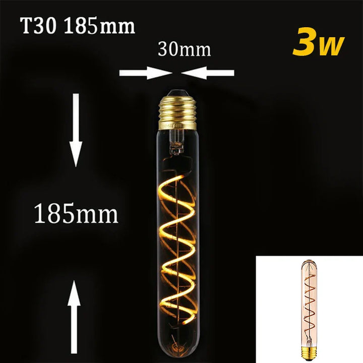 Skanto | Dimbar Vintage LED Lyspære (3W, E27 Undersøkelse) - Gull Spiral Filament for Kroner & Dekorativ Belysning