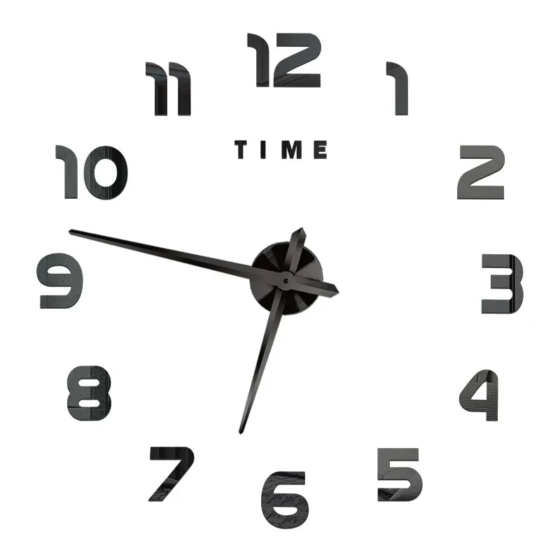 Large DIY 3D Mirror Acrylic Wall Clock for Kitchen, Dining Room, Living Room | Skanto
