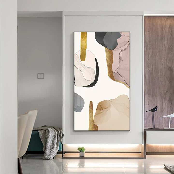 Neutral Colors Mauve Beige Golden Abstract Wall Art Fine Art Canvas Prints Pictures For Modern Apartment Living Room Luxury Interiors Art Decor | Skanto