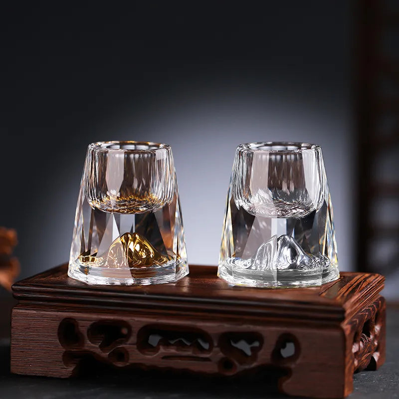 Luksuriøse Kristallgläser mit Goldflocken – Handgefertigt – 2er-Set – Für Whisky og Premium-Getränke