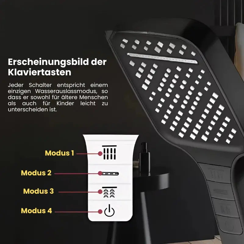 Høytrykksdusjhode med 7 moduser og stoppknapp