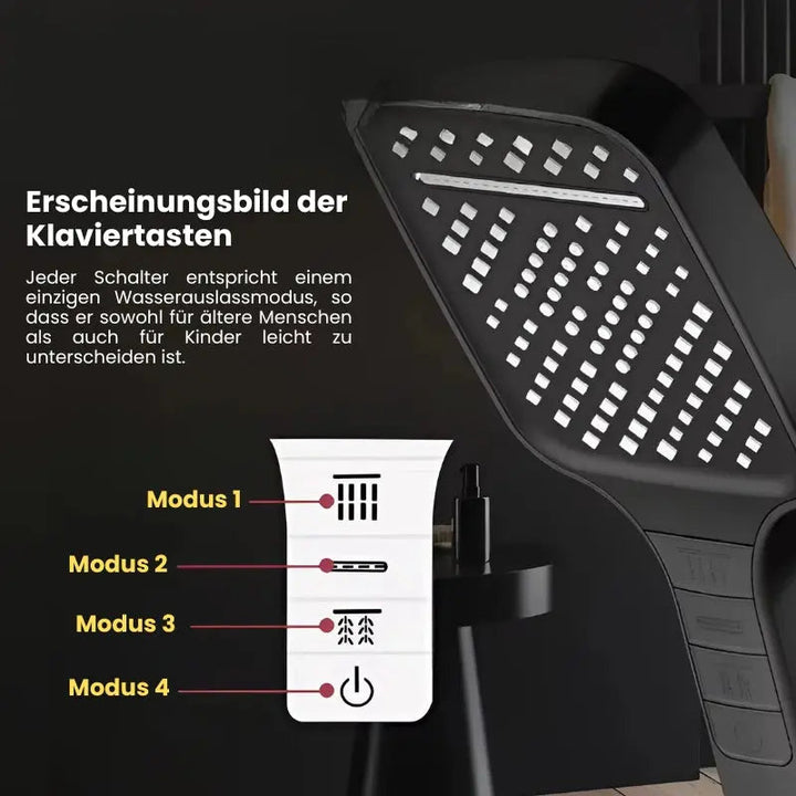 Høytrykksdusjhode med 7 moduser og stoppknapp