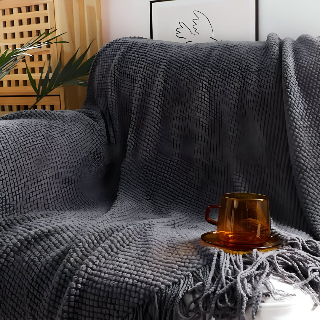 Skanto | KNITCOVE – Stilig strikket fleece teppe
