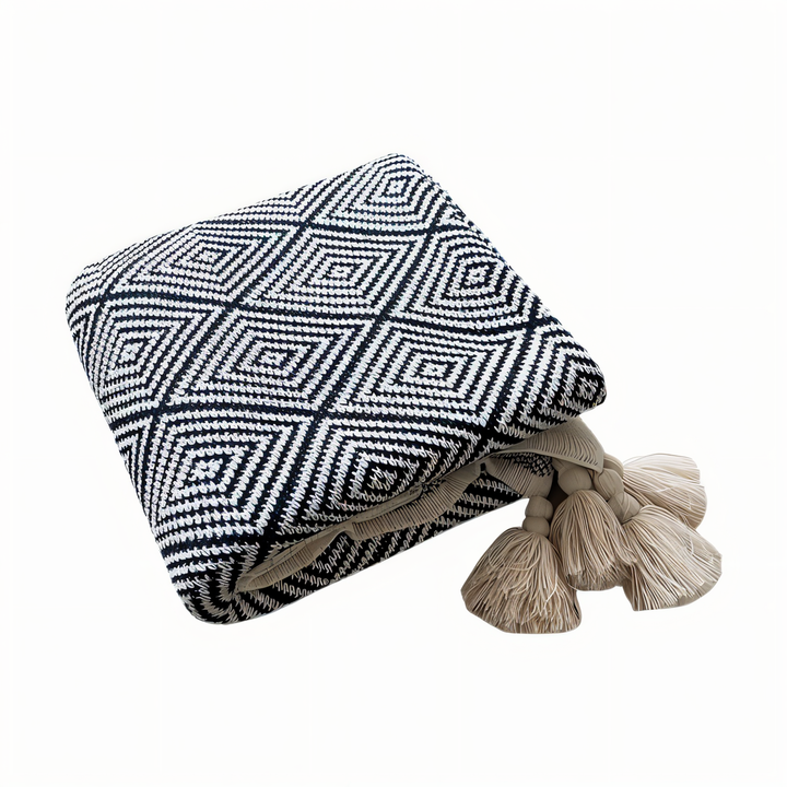 Skanto | POLYSTRIPE – Koselig svart-hvit geometrisk fleece-teppe