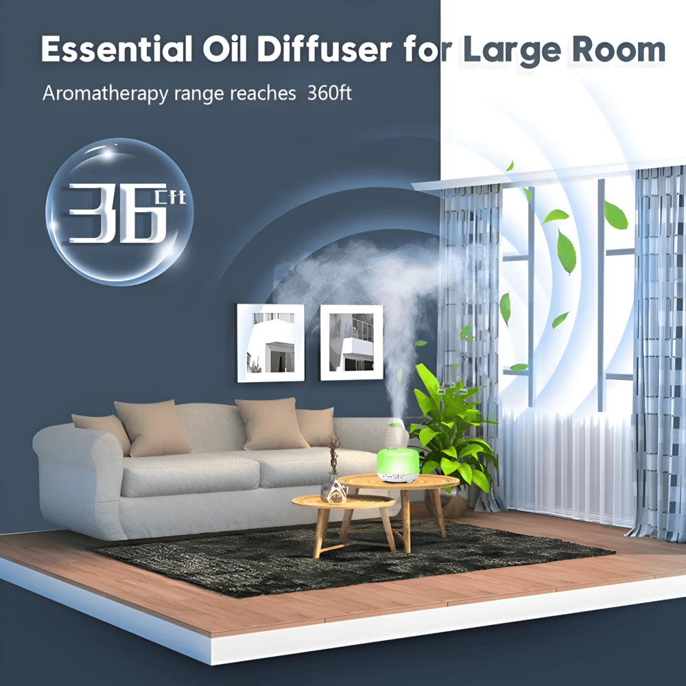 Skanto | LED Aroma Diffuser med Bluetooth-høyttaler og luftfukter