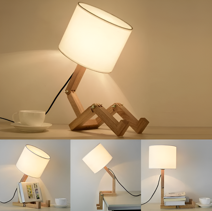 Fleksibel Robot Skrivebord Lampe Laget av Massivt Tre – LumoBot | Skanto