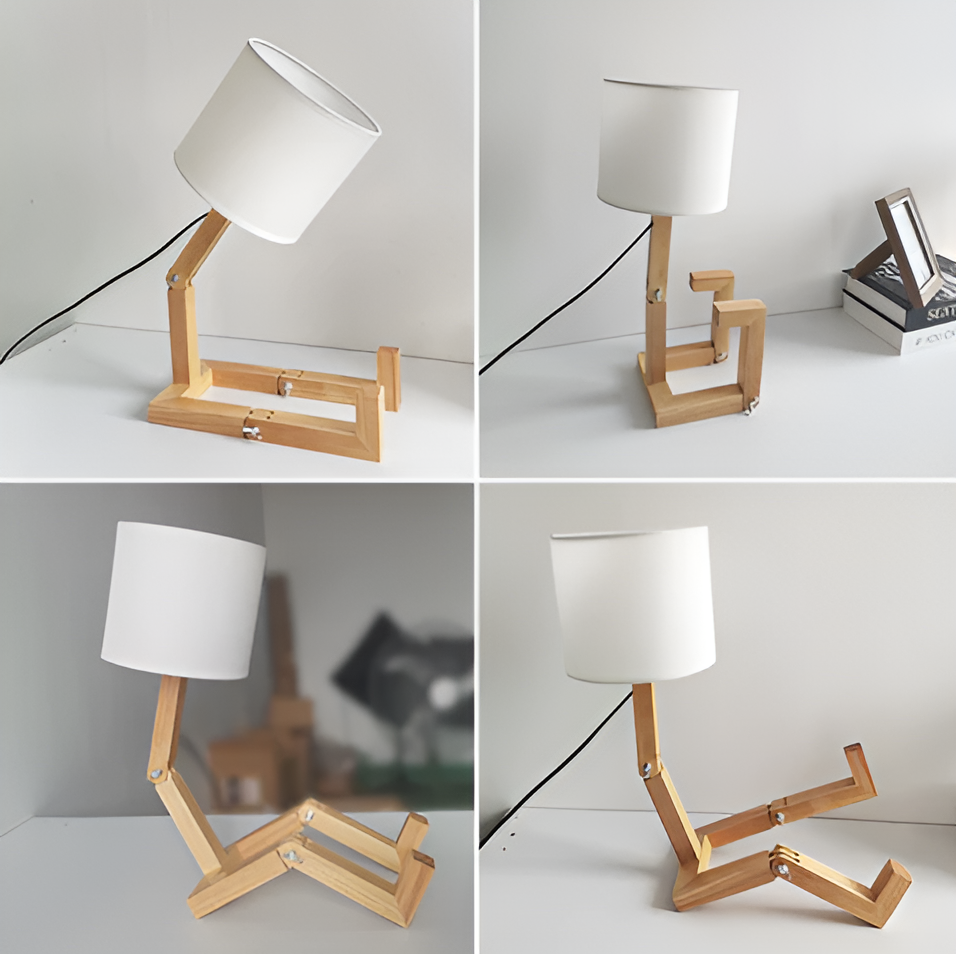 Fleksibel Robot Skrivebord Lampe Laget av Massivt Tre – LumoBot | Skanto