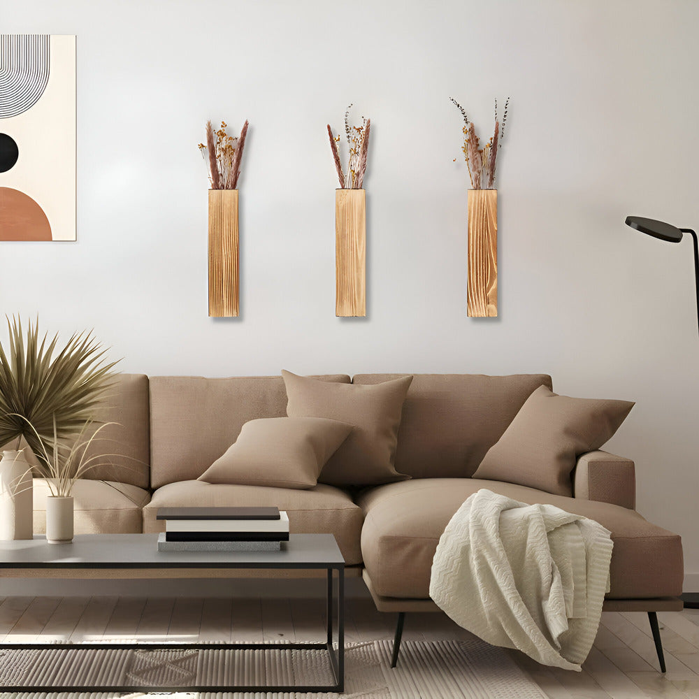 Norvo | Tre veggvase | Rektangulær plantehylle 30 cm