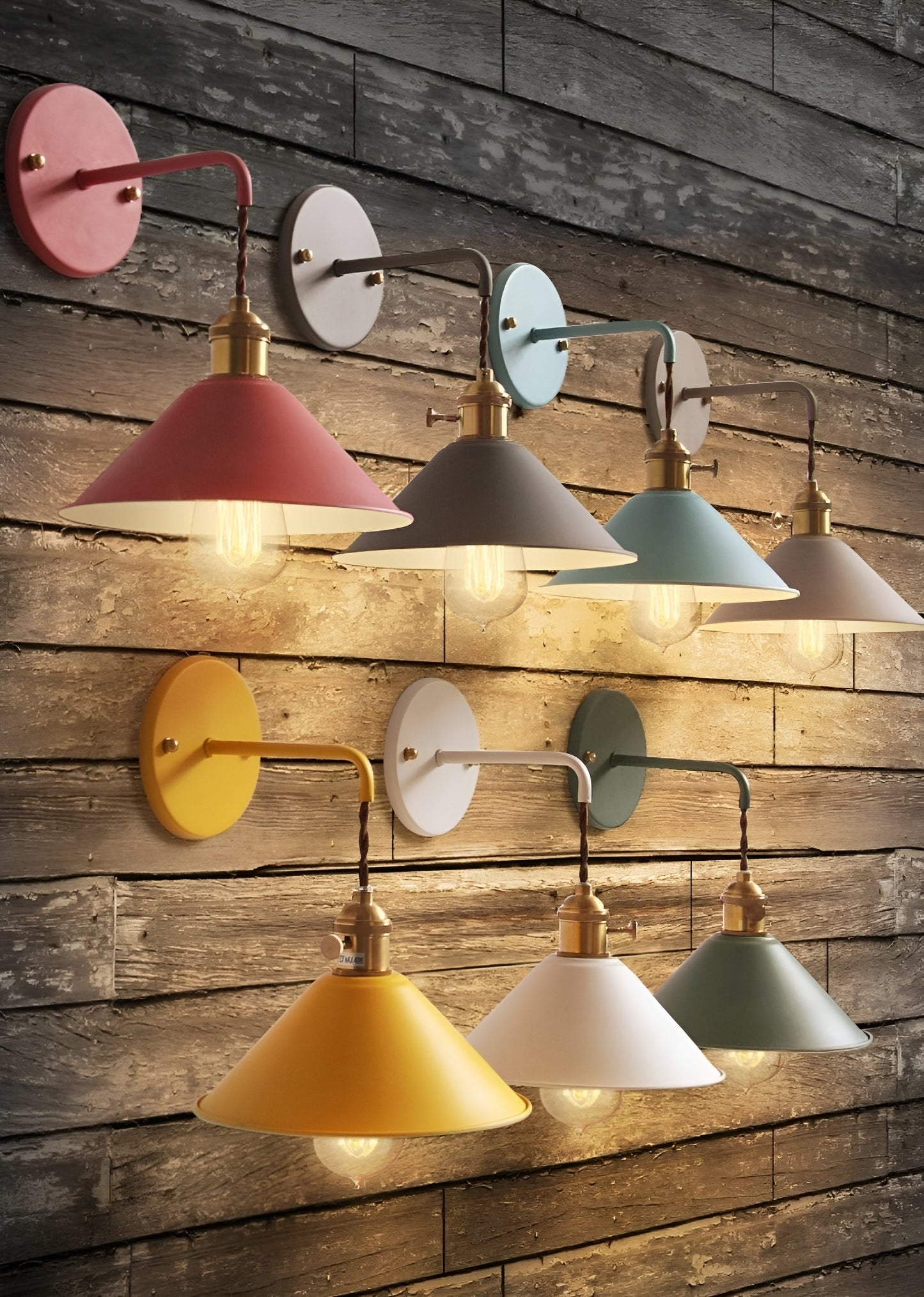 Norvo | Retro Vintage Vegglampe - Vintage-inspirert Kjegle Metall Vegglampe