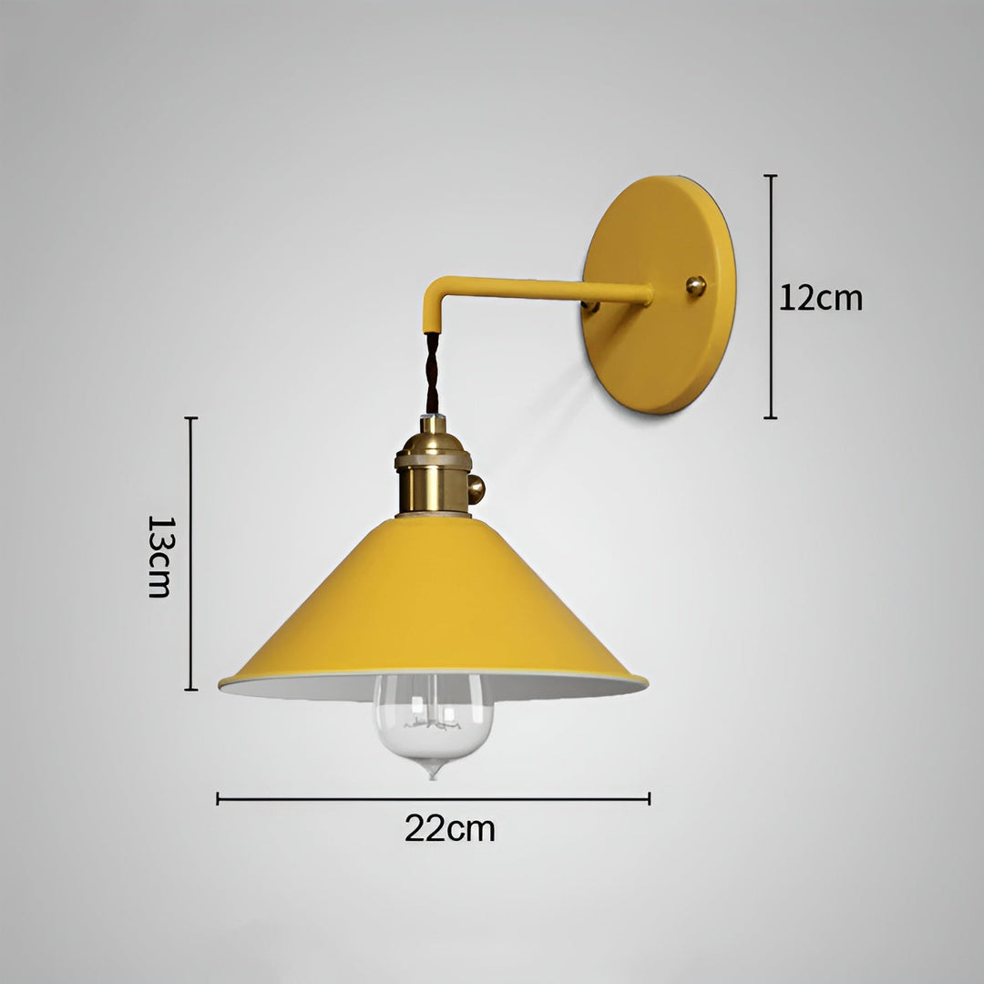 Skanto | Retro Vintage Vegglampe - Vintage-inspirert Kjegle Metall Vegglampe