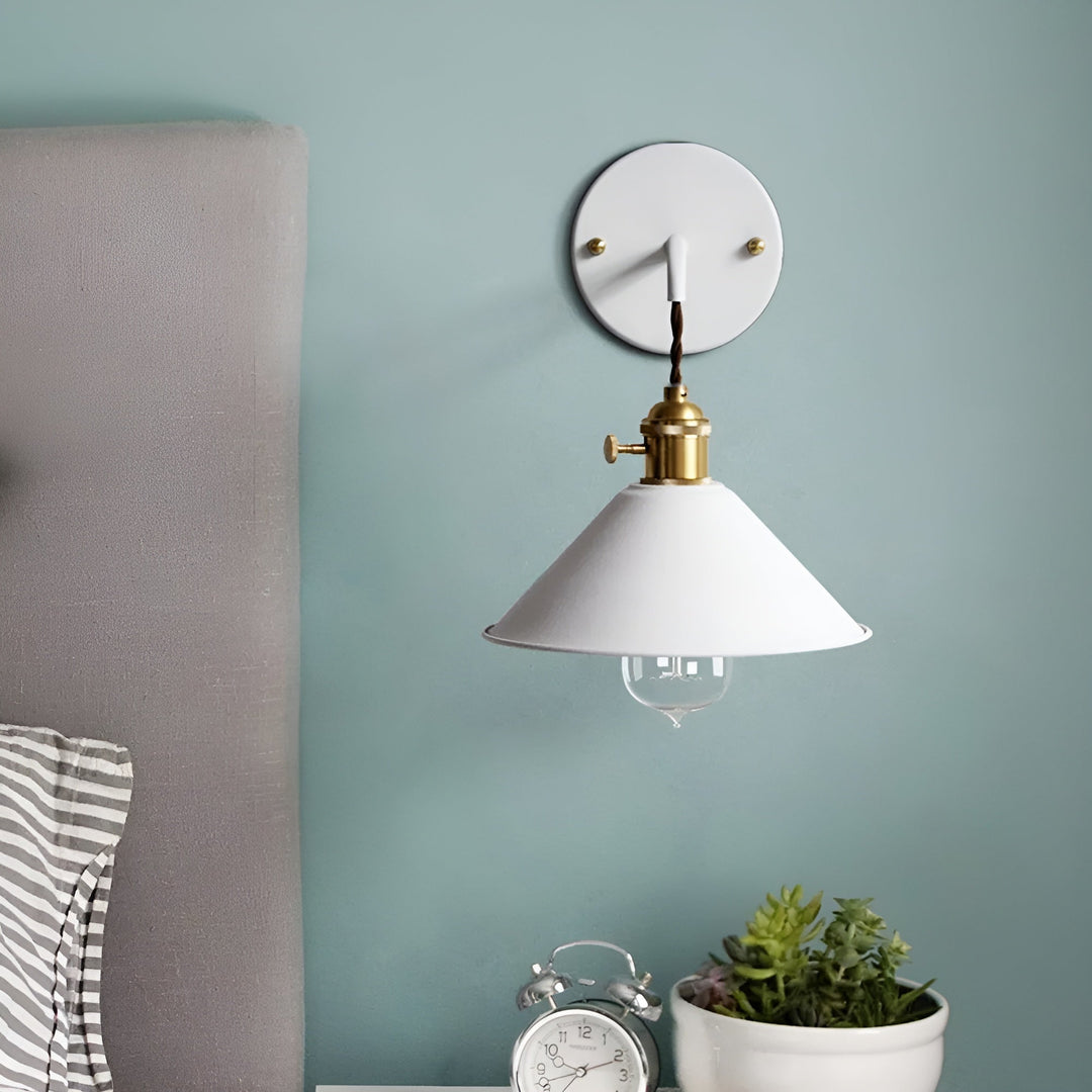 Skanto | Retro Vintage Vegglampe - Vintage-inspirert Kjegle Metall Vegglampe