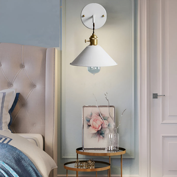 Skanto | Retro Vintage Vegglampe - Vintage-inspirert Kjegle Metall Vegglampe