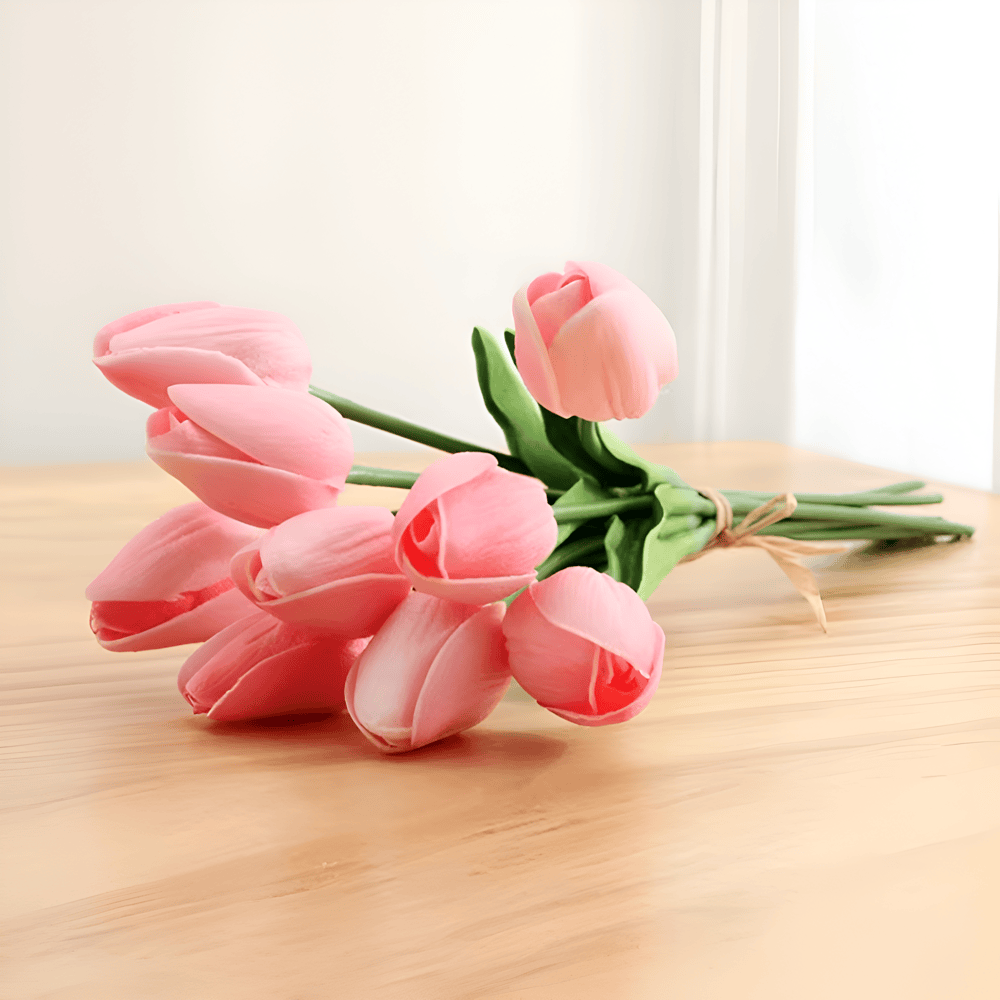 Norvo | Sett med 6 realistiske kunstige tulipanbuketter for hjem, hage og festdekorasjon