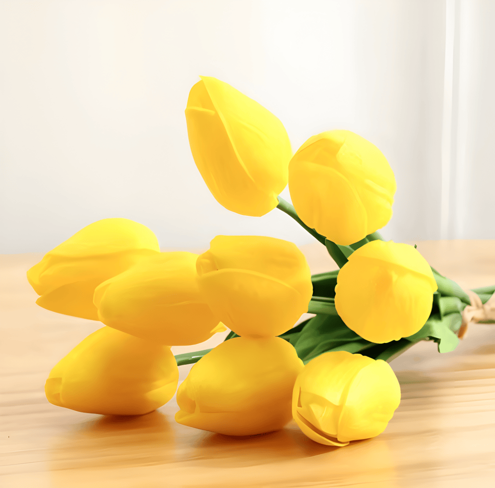 Norvo | Sett med 6 realistiske kunstige tulipanbuketter for hjem, hage og festdekorasjon