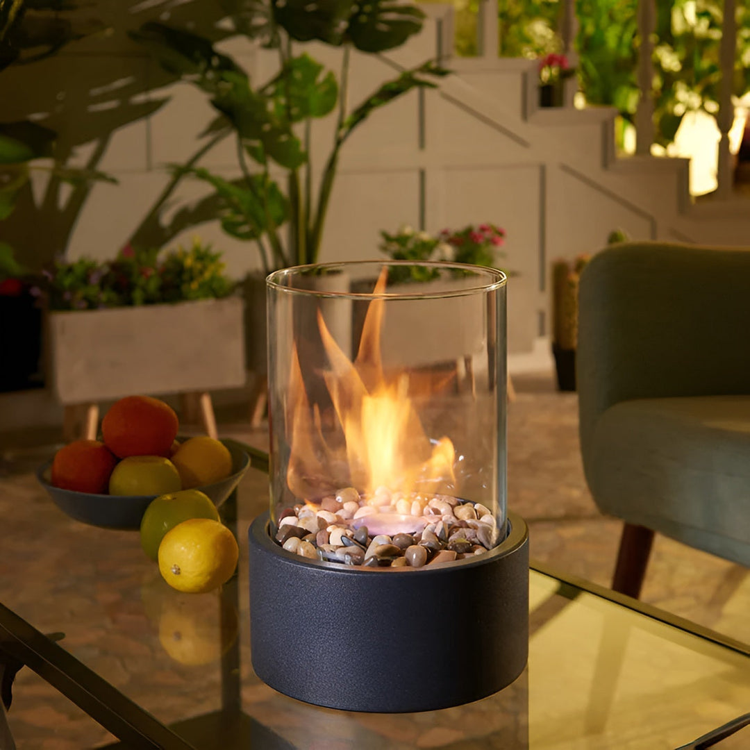 Skanto | Stilig svart metallbase bord peisbrenner