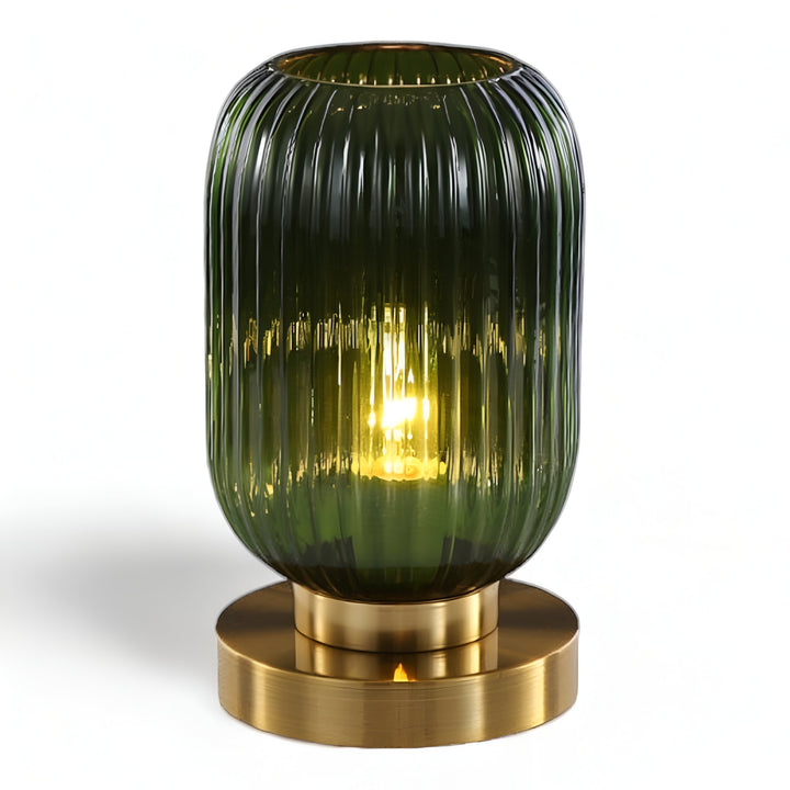 Skanto | Nordisk Bordlampe med Ribbebehandlet Glass