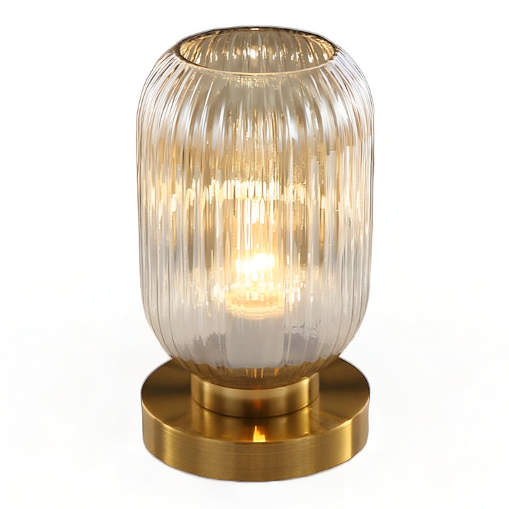 Skanto | Nordisk Bordlampe med Ribbebehandlet Glass