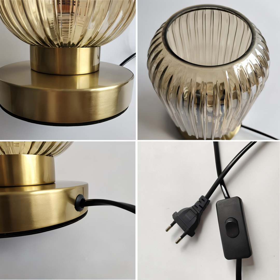 Skanto | Nordisk Bordlampe med Ribbebehandlet Glass