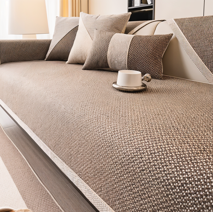 Skanto | Solid Satin Sofa Cover – Non-glidende bomull og polyesterbeskytter