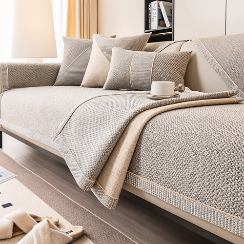 Skanto | Solid Satin Sofa Cover – Non-glidende bomull og polyesterbeskytter