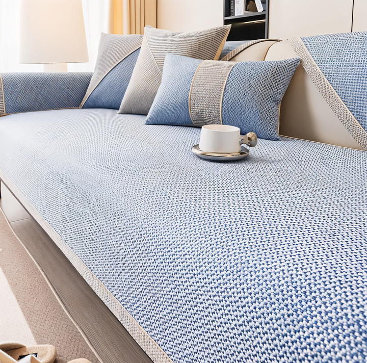 Skanto | Solid Satin Sofa Cover – Non-glidende bomull og polyesterbeskytter