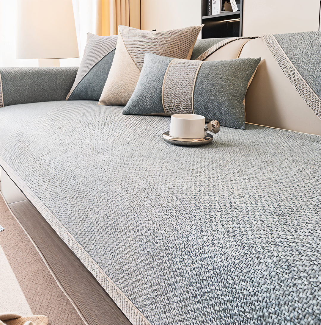 Skanto | Solid Satin Sofa Cover – Non-glidende bomull og polyesterbeskytter