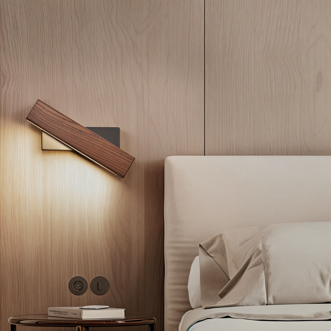 Skanto | TwistLED Vegglampe - 360° roterbar rektangulær LED vegglampe laget av tre
