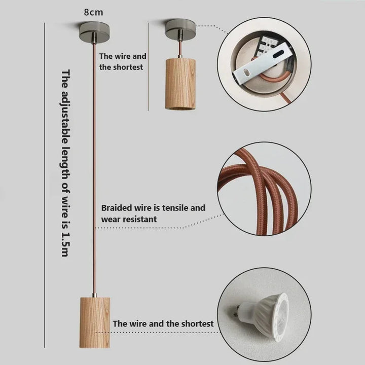 Skandinavisk pendellampe i tre – Minimalistisk design for stue og soverom | Naturlig treutseende