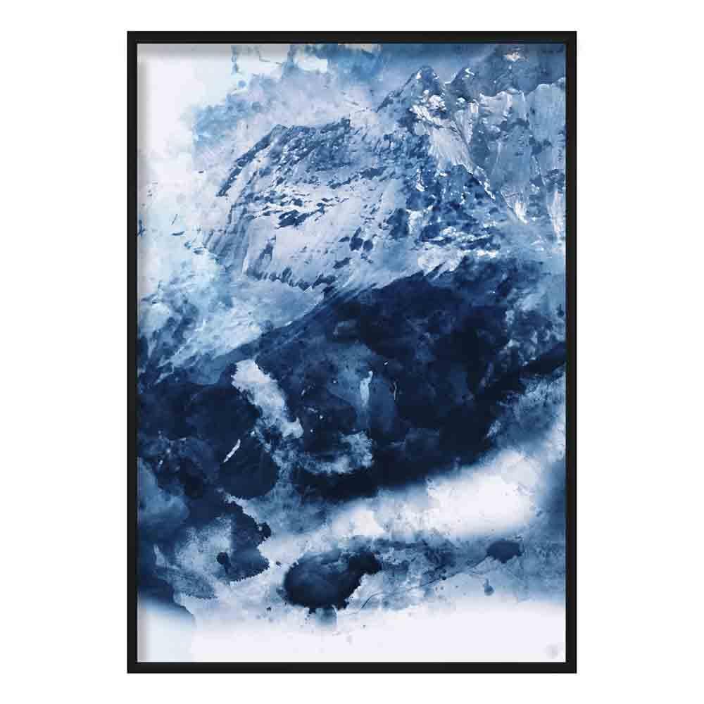 Blå abstrakt fjell akvarell kunsttrykk nr. 3