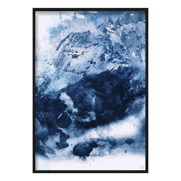 Blå abstrakt fjell akvarell kunsttrykk nr. 3