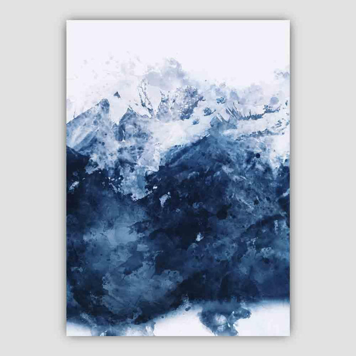 Blå abstrakt fjell akvarell kunsttrykk nr. 2