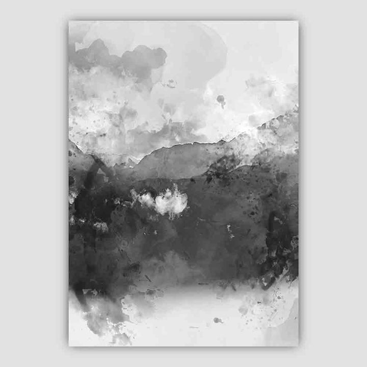 Svart og gult akvarell fjellkunsttrykk nr. 1