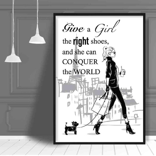 Norvo | Fashionista Skissejente, Gi en jente de rette skoene' Paris sitatplakat