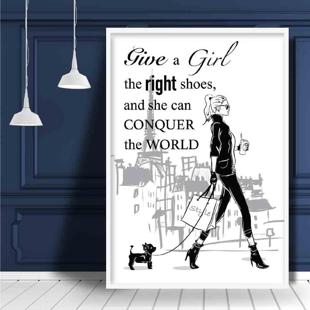 Norvo | Fashionista Skissejente, Gi en jente de rette skoene' Paris sitatplakat