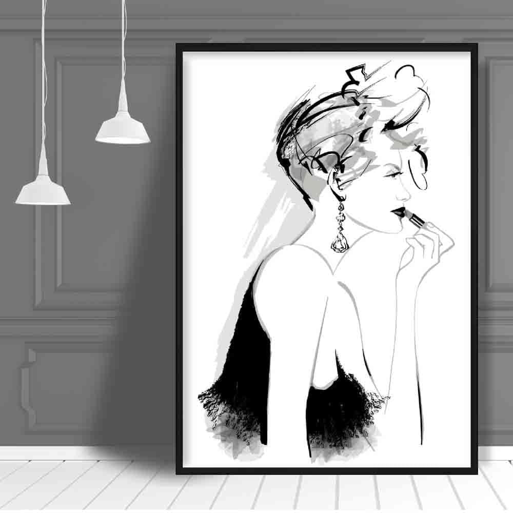 Norvo | Kvinne Lipstick Sketch Fashion Art Print